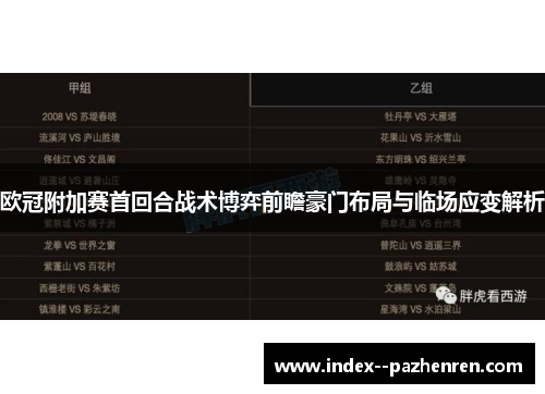 欧冠附加赛首回合战术博弈前瞻豪门布局与临场应变解析 欧冠附加赛首回合战术博弈前瞻豪门布局与临场应变解析